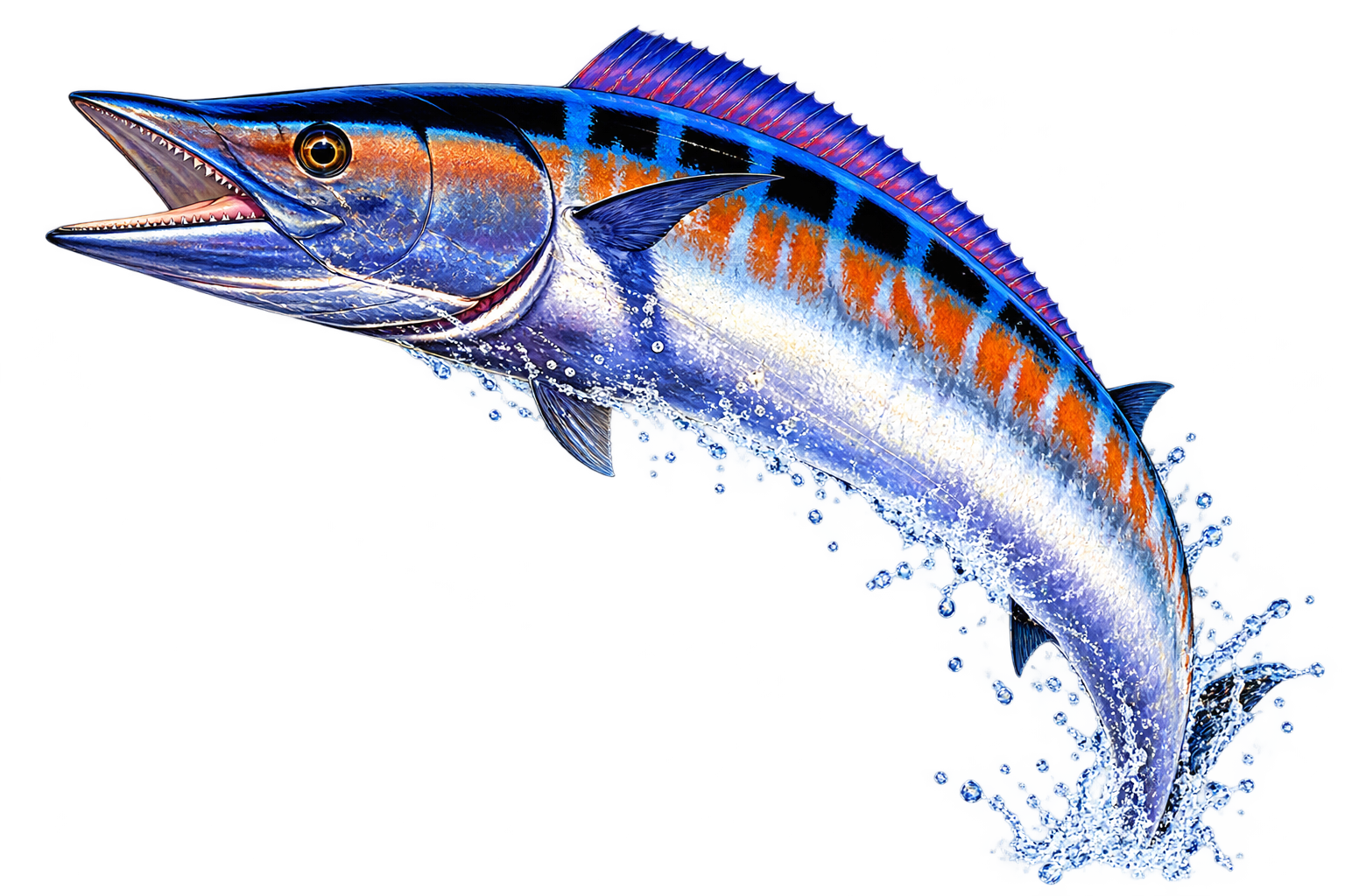Curved wahoo illustration from the Hemingway backpack reference